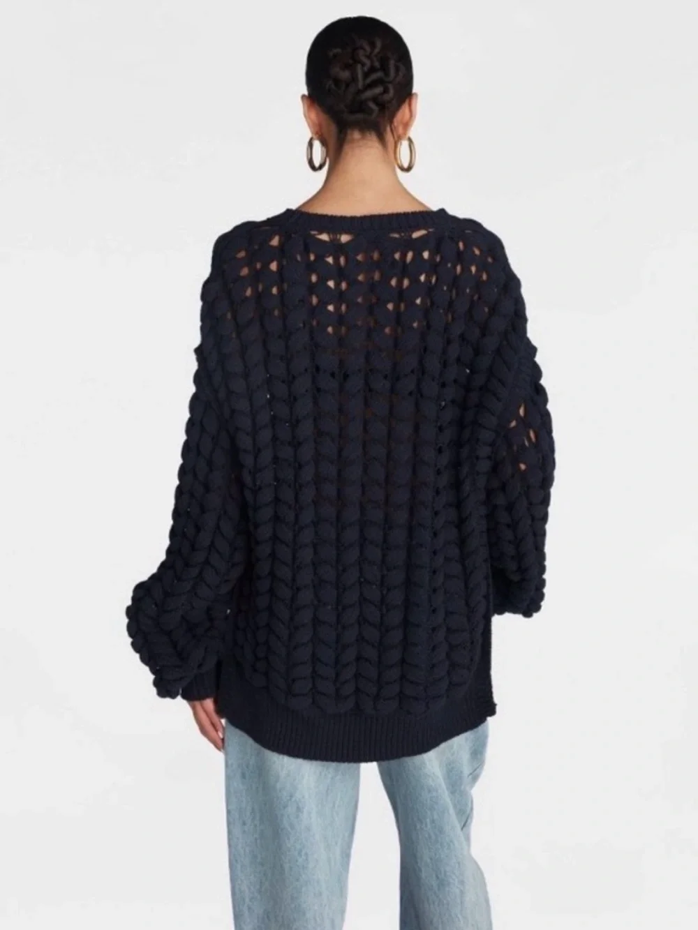 KBB by KAHLANA Women’s Chunky Knit Sweater DARK NAVY - Picture 2 of 7